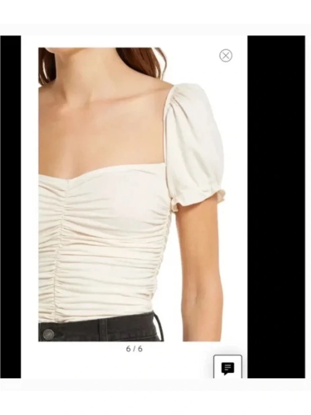 REFORMATION  FALLOW PUFF SLEEVE IVORY JERSEY TOP  Size M